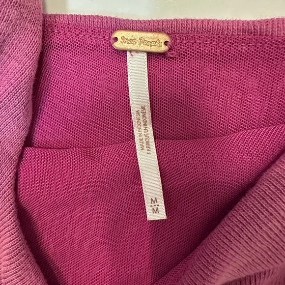 Free People Raspberry Tie-Shoulder Ribbed Tank - Picture 4 of 4